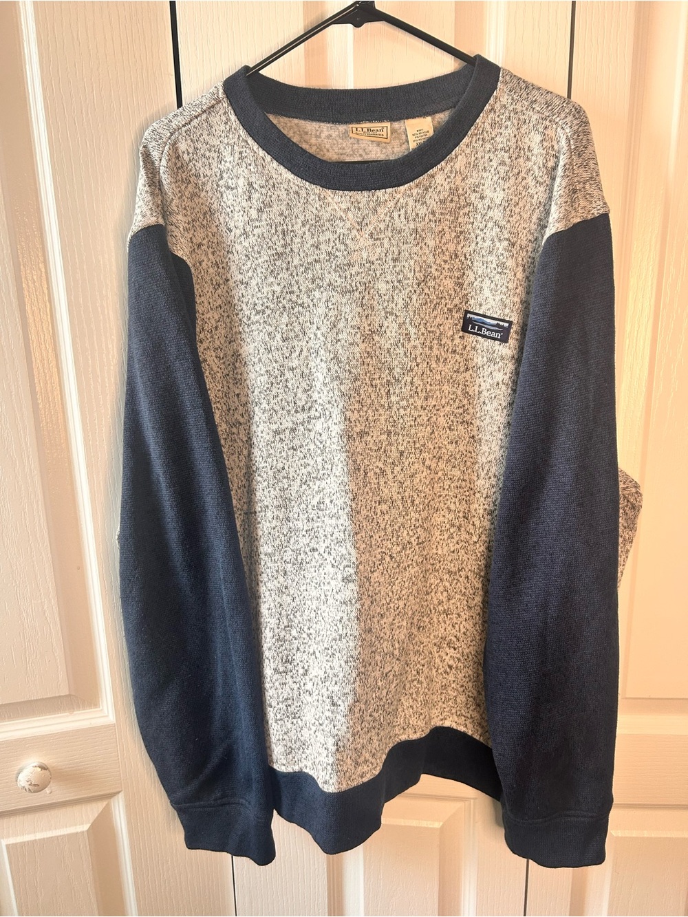 L.L.‎ Bean XXL Heather Gray Lightweight Sweater Fleece Long Sleeve Top Logo